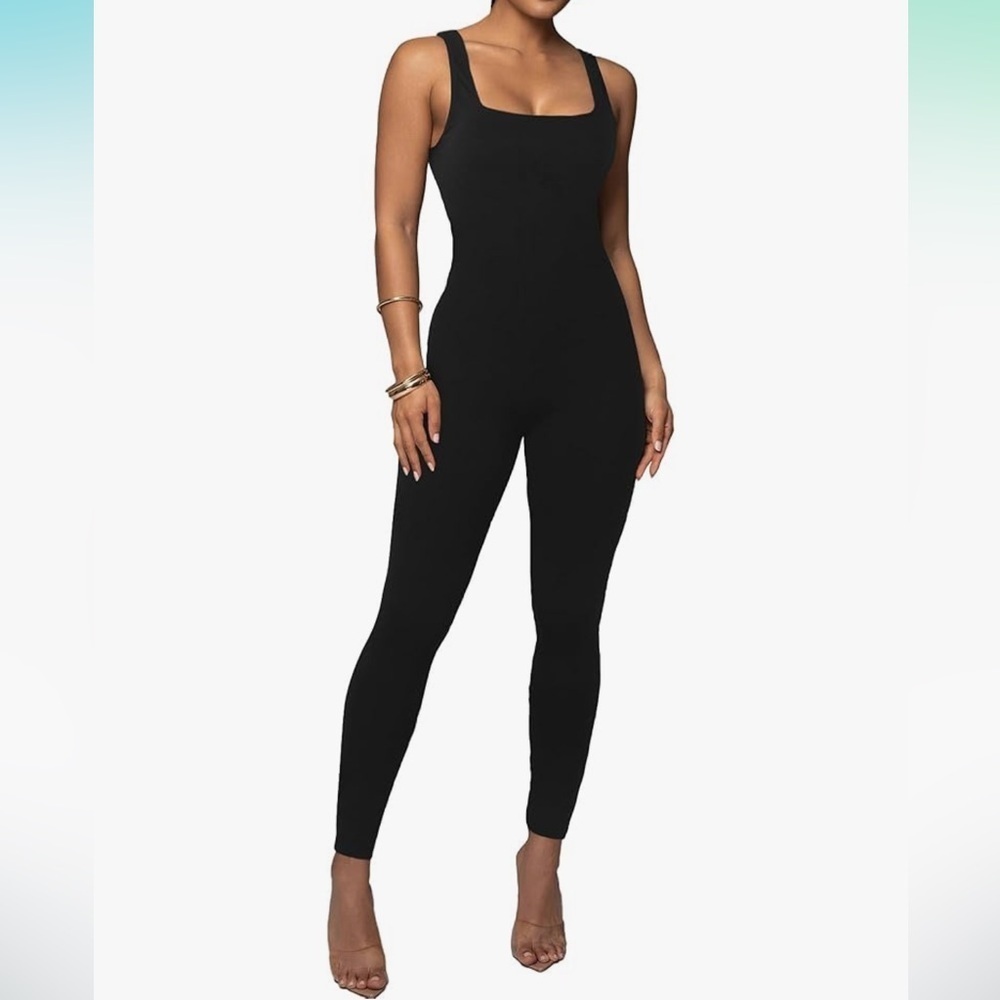 Chic Black Sleeveless Workout Jumpsuit  XL